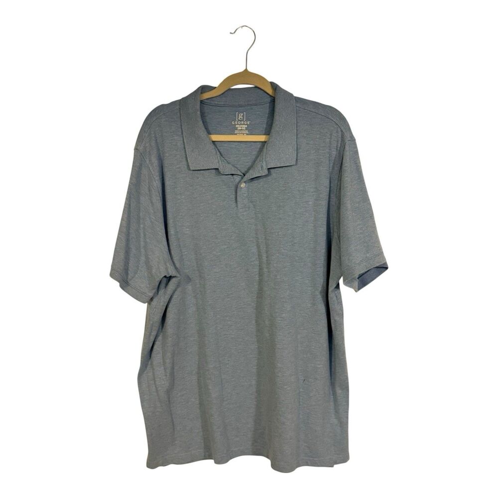 George Shirt Mens 2XL Blue Short Sleeve Polo Casual Lightweight Soft Comfort